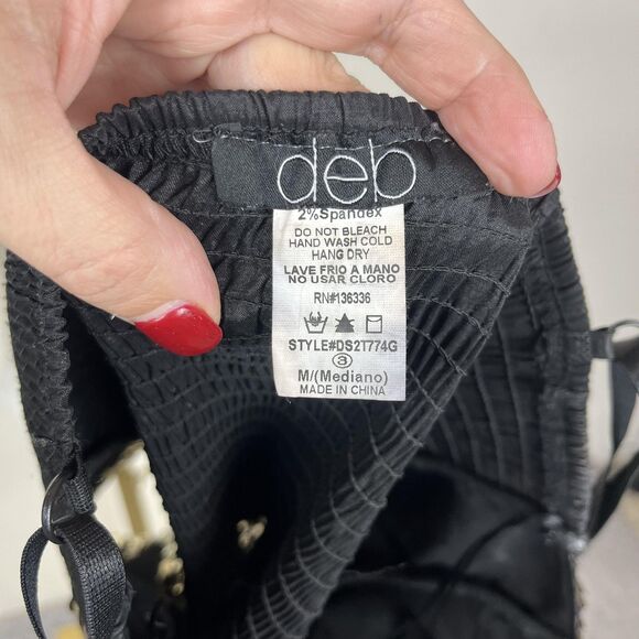 Vintage Deb Sequin Top Womens Medium Black Gold Bustier Corset Party 90s Y2K - Picture 3 of 5